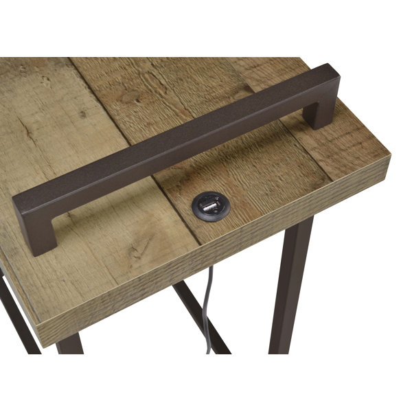 17 Stories Maxwell Cshaped Accent Table with USB Charging Port